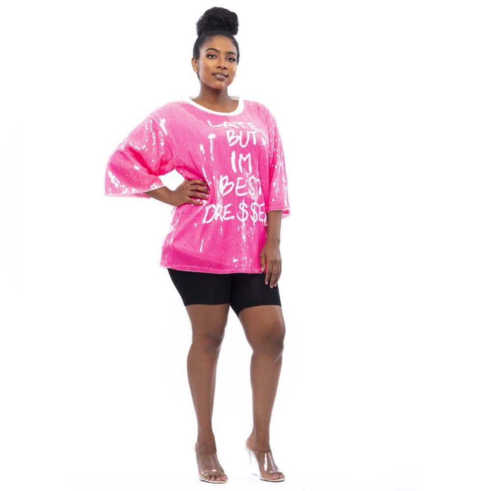 Late But I’m Best Dressed Pink Sequin Top